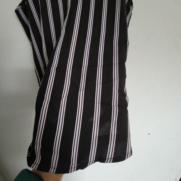 Shein Double V Neck Striped Strappy Spaghetti Sleeveless Blouse Cami Tank Top M - Picture 7 of 14